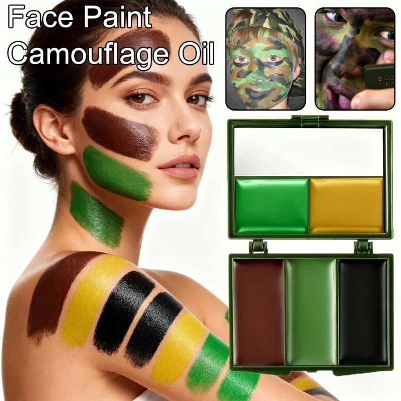 Camo Face Paint - Üç Renkli Kamuflaj Yüz Boyama Taktik